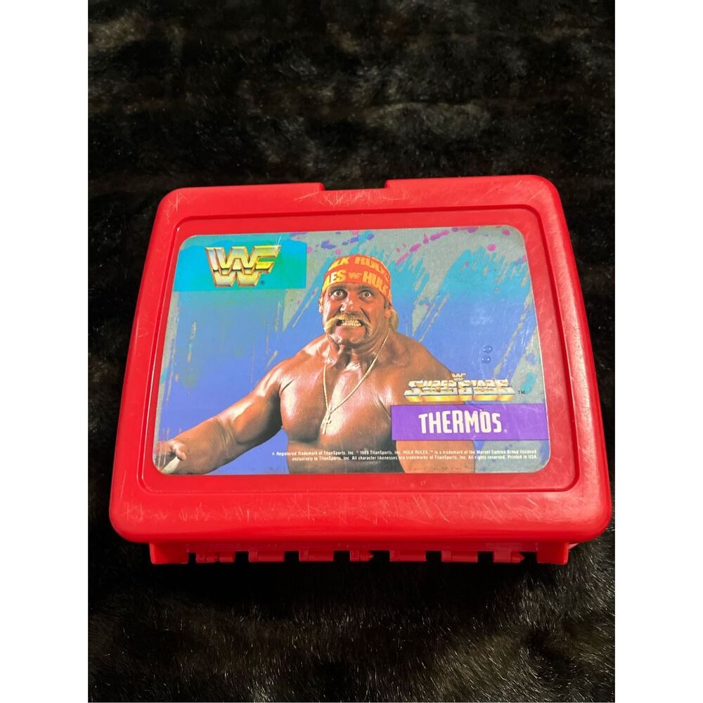 WWE WWF Hulk Hogan Thermos Wrestling Superstars Lunch Box Brand 1989